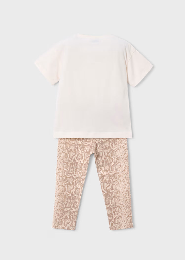 Conjunto leggings estampado e t-shirt menina