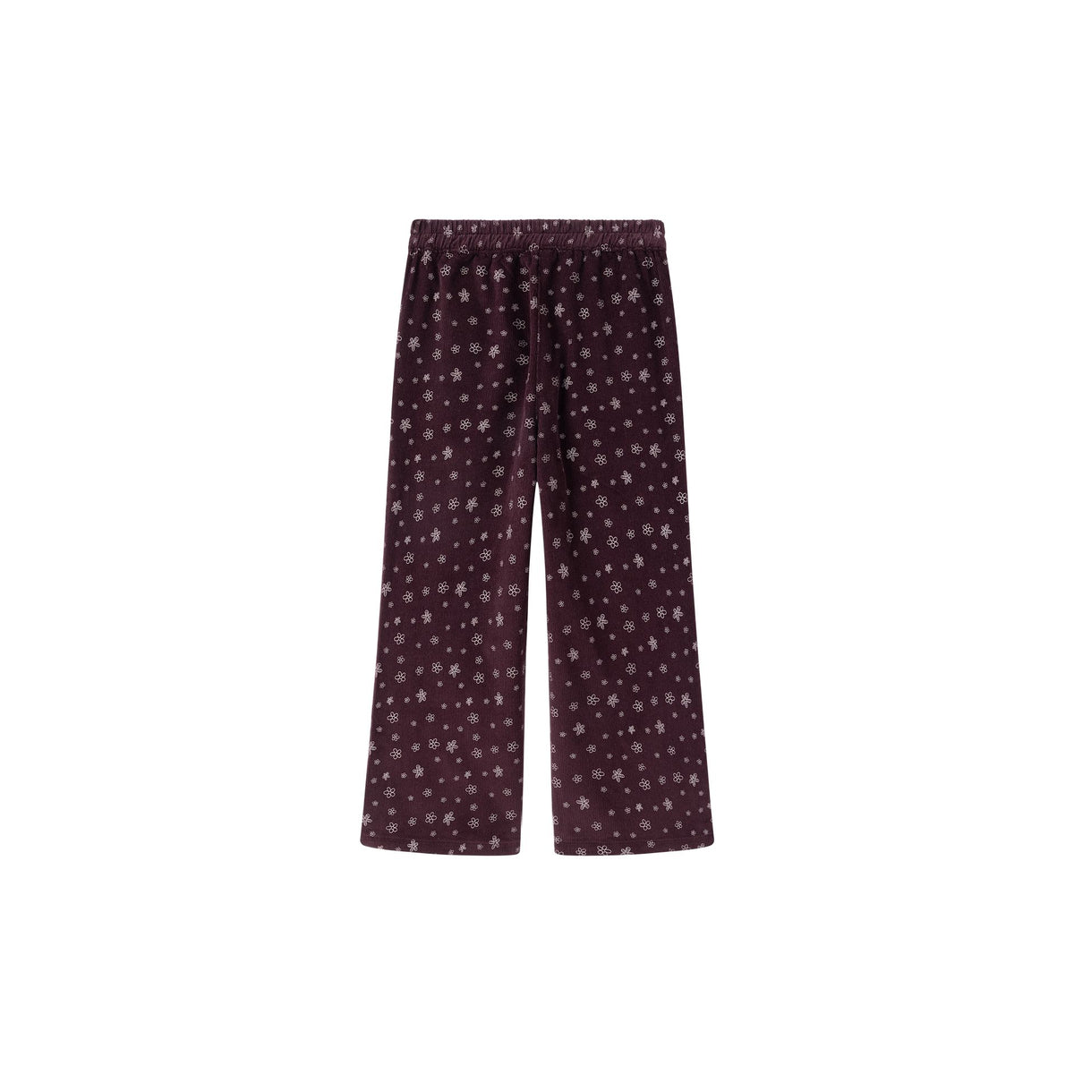 Calças Wide-Leg Floral Bordô