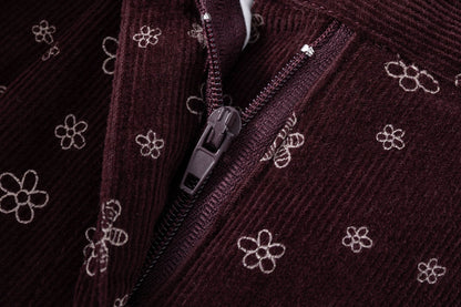 Calças Wide-Leg Floral Bordô