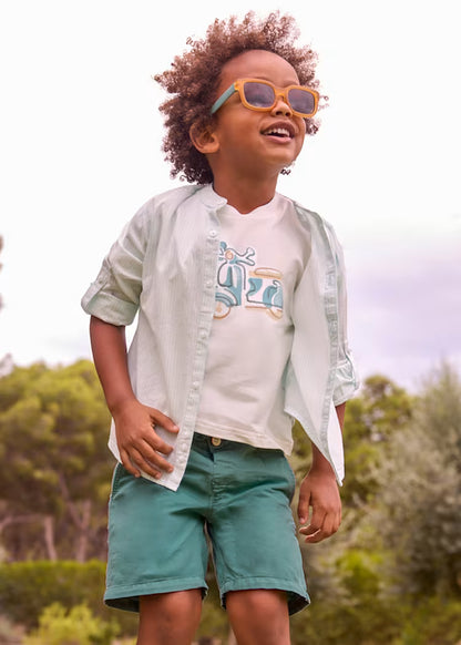 Bermuda relaxed fit com linho menino