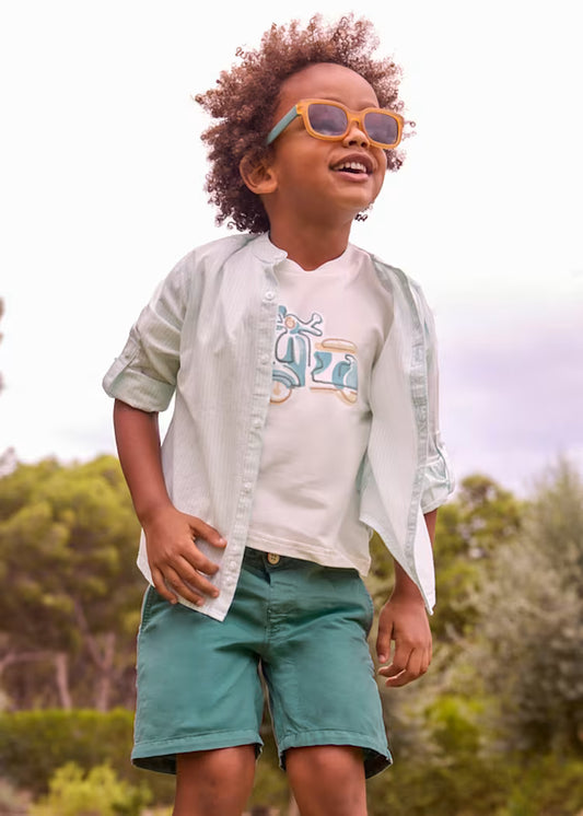 Bermuda relaxed fit com linho menino