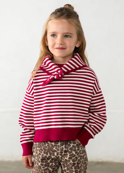 Camisola com lenço riscas menina