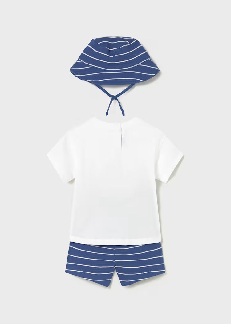 Conjunto 3 peças com chapéu bebé
