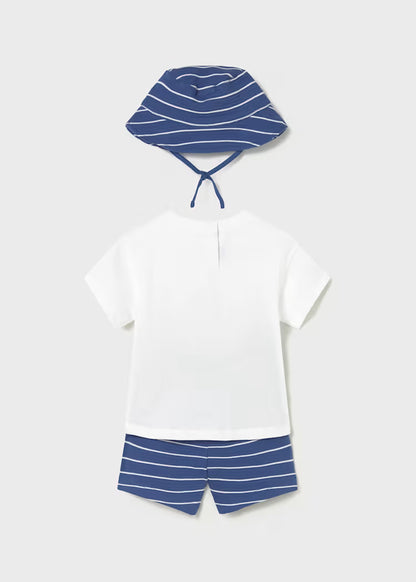 Conjunto 3 peças com chapéu bebé