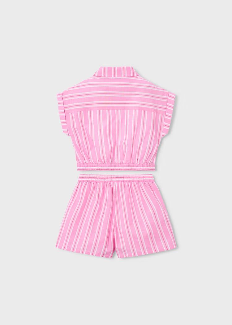 Conjunto calção riscas e blusa riscas menina