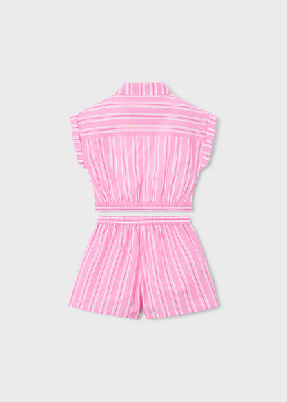 Conjunto calção riscas e blusa riscas menina