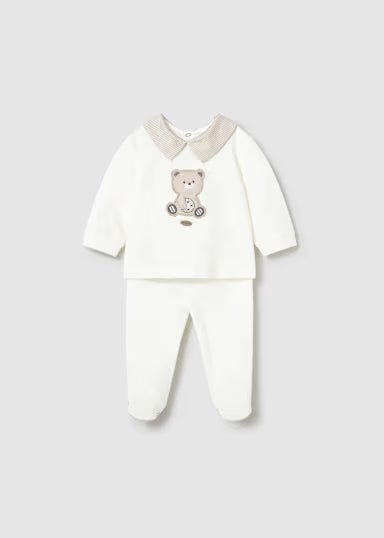 Conjunto Calcas Com Pes E Camisola Recem Nascido