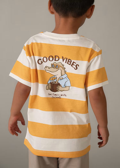 Conjunto calças e t-shirt riscas menino