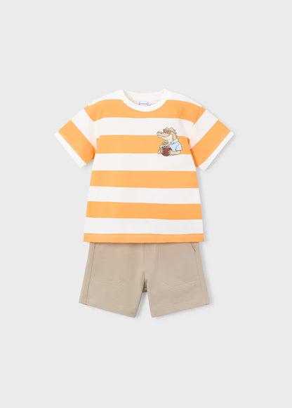Conjunto calças e t-shirt riscas menino