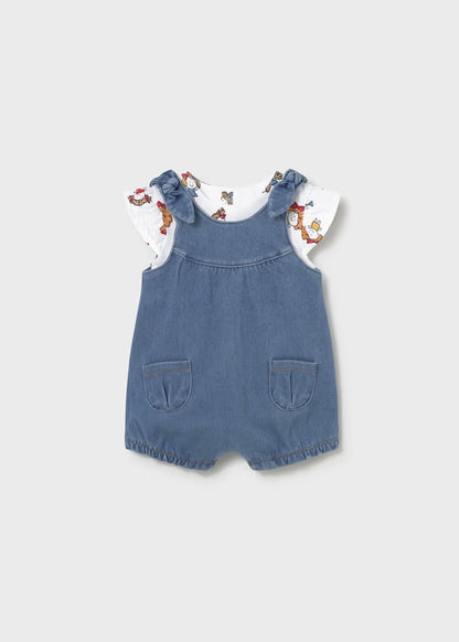 Conjunto jardineira e t-shirt recém nascida