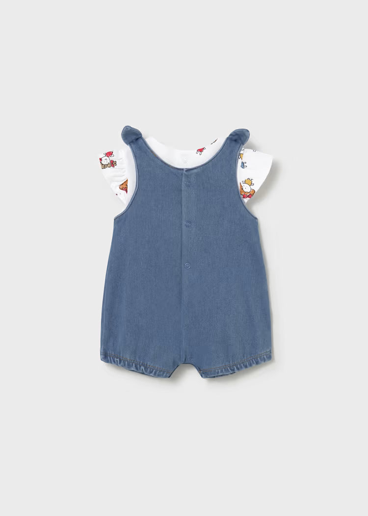 Conjunto jardineira e t-shirt recém nascida