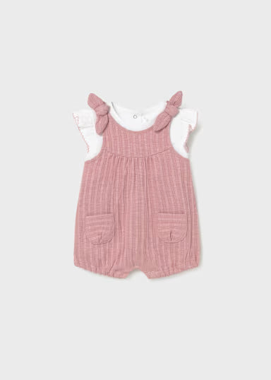 Conjunto Jardineira E T-Shirt Recem Nascida Rosa