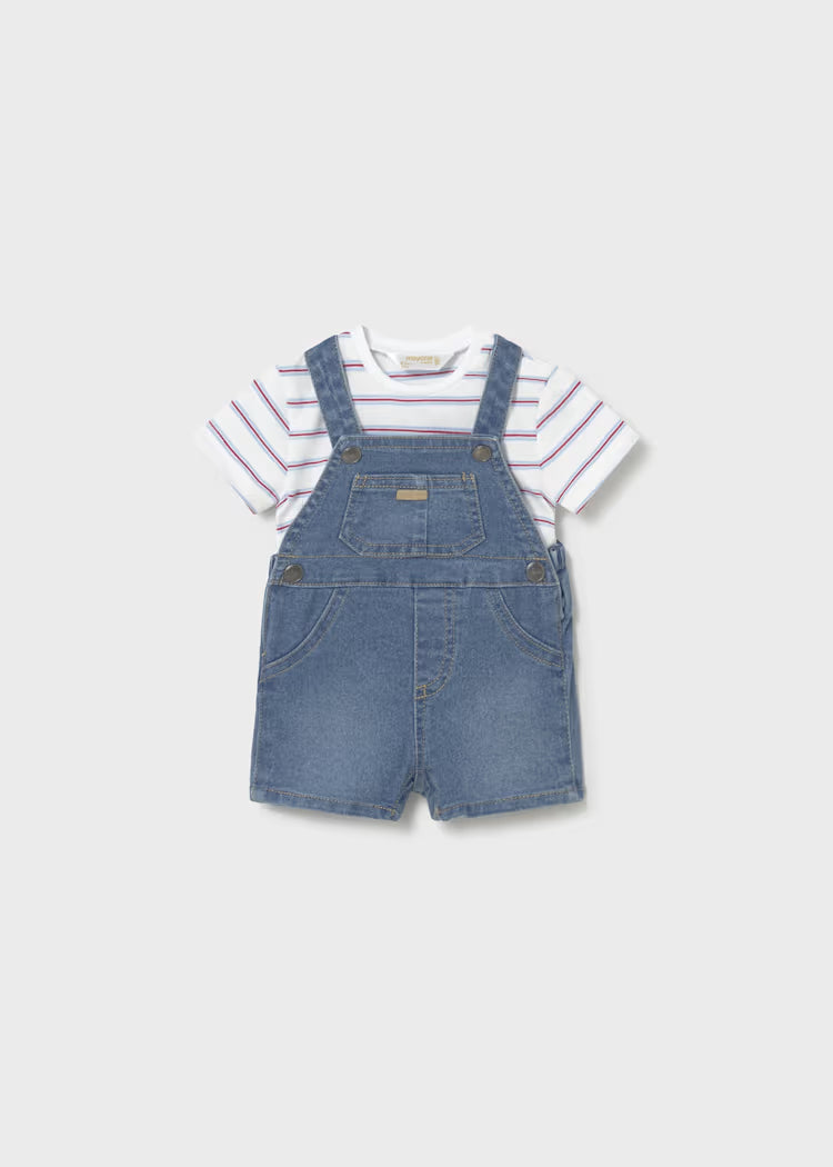 Conjunto jardineira e t-shirt recém nascido