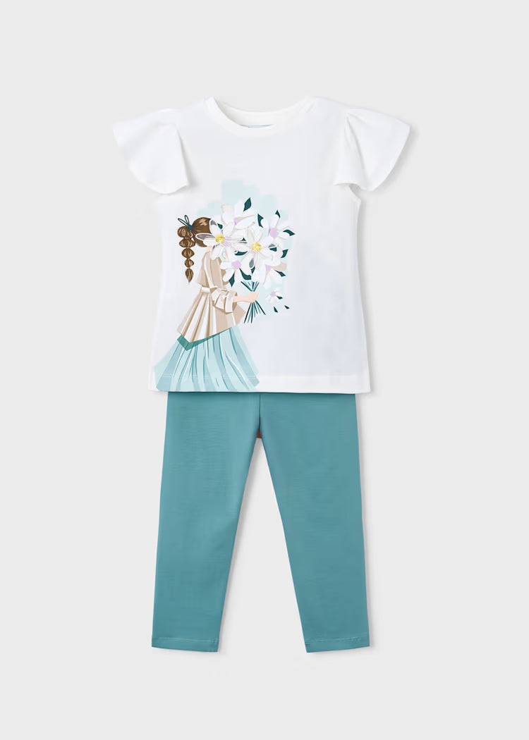 Conjunto leggings e t-shirt boneca menina