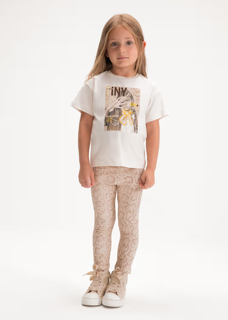 Conjunto leggings estampado e t-shirt menina