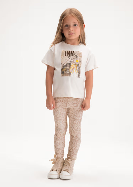 Conjunto leggings estampado e t-shirt menina