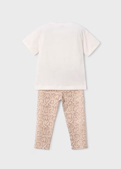Conjunto leggings estampado e t-shirt menina