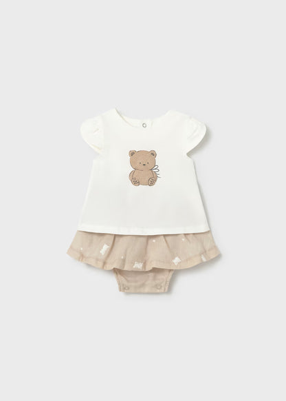Conjunto saia e t-shirt ursinho recém nascida