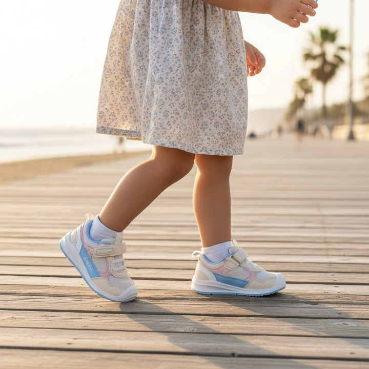 Ténis Barefoot Transpirable Baby Free Bege/ Rosa