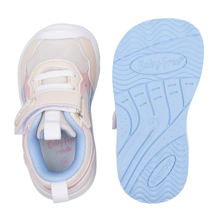 Ténis Barefoot Transpirable Baby Free Bege/ Rosa