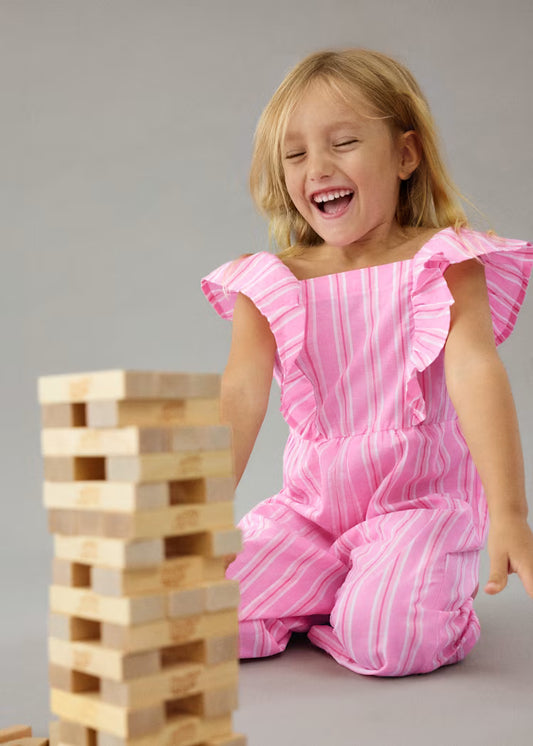 Macacão riscas menina