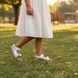Sandália Barefoot em pele prateadas (1126025)