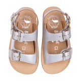 Sandália Barefoot em pele prateadas (1126025)