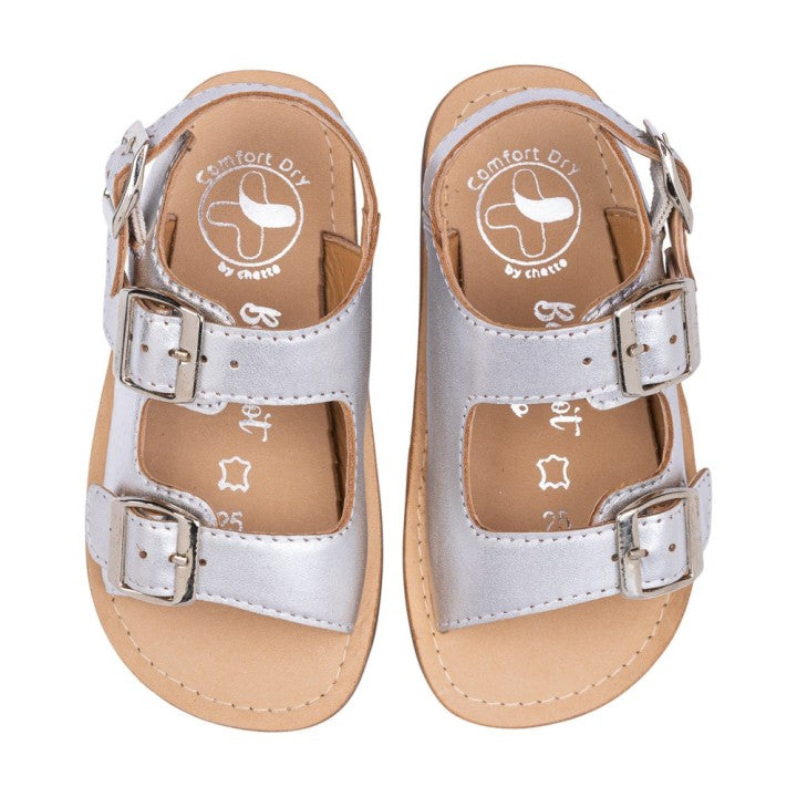 Sandália Barefoot em pele prateadas (1126025)