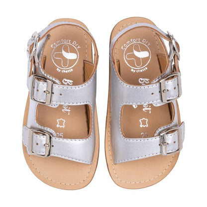 Sandália Barefoot em pele prateadas (1126025)