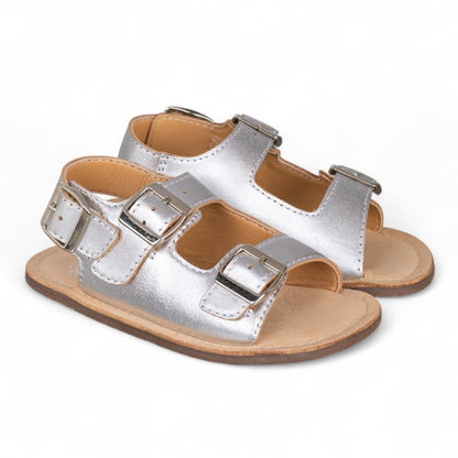 Sandália Barefoot em pele prateadas (1126025)