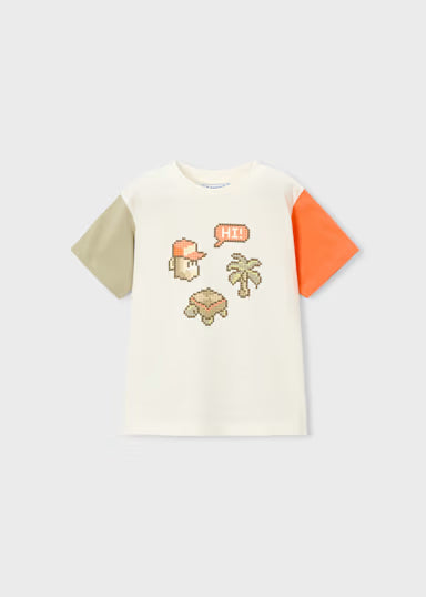 T-Shirt Combinada Menino Nata Naranja