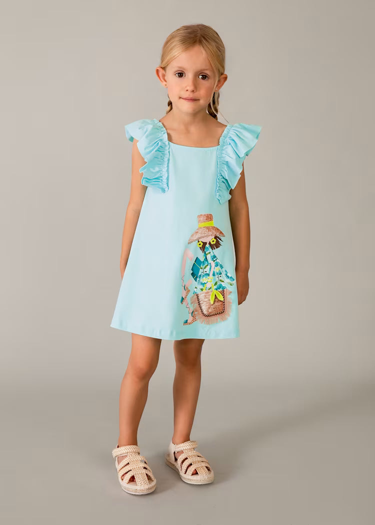 Vestido folhos menina