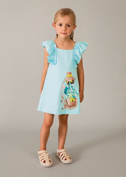 Vestido folhos menina
