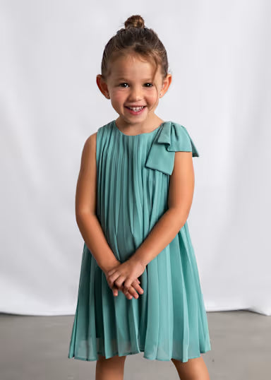 Vestido Plissado Laco Menina Menta